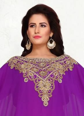 Purple embroidered georgette islamic kaftans 3