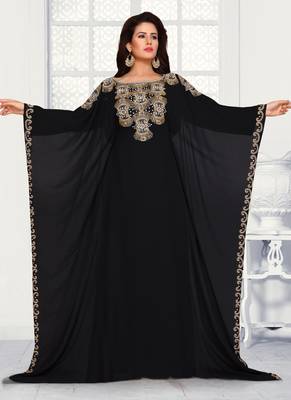 Black Georgette Embroidered Kaftan 1
