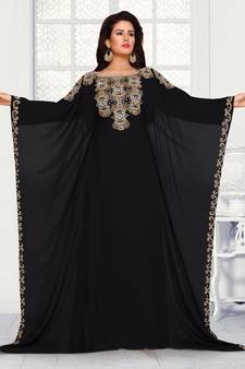 Black embroidered georgette islamic kaftans