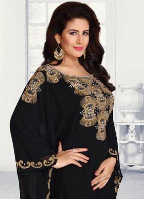 Black Georgette Embroidered Kaftan 2