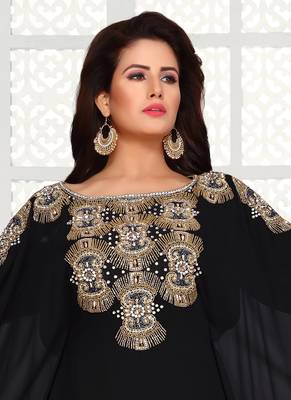 Black Georgette Embroidered Kaftan 4