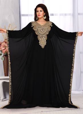 Black embroidered georgette islamic kaftans 1