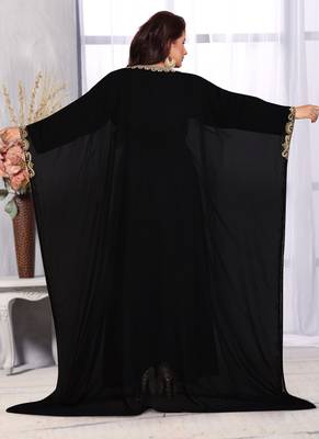 Black embroidered georgette islamic kaftans 2