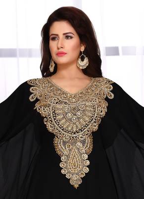 Black embroidered georgette islamic kaftans 3