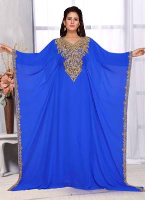 Blue embroidered georgette islamic kaftans 1