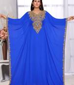 Blue embroidered georgette islamic kaftans