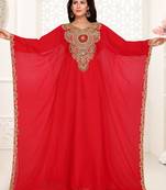 Red embroidered georgette islamic kaftans