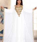 White embroidered georgette islamic kaftans