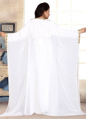 White embroidered georgette islamic kaftans 2
