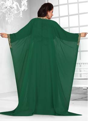 Green embroidered georgette islamic kaftans 2