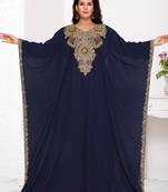 Blue embroidered georgette islamic kaftans