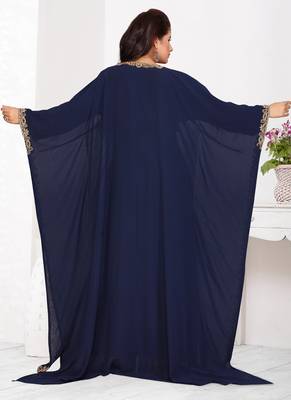 Blue embroidered georgette islamic kaftans 2