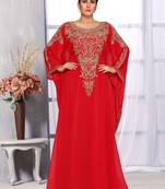 Red embroidered georgette islamic kaftans