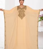 Beige embroidered georgette islamic kaftans