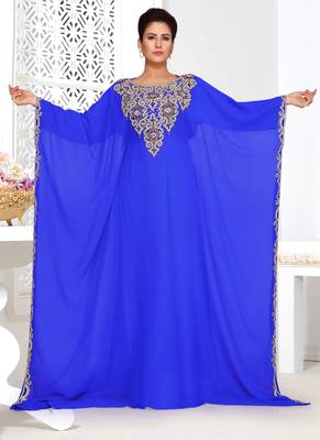 Blue embroidered georgette islamic kaftans 1