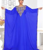 Blue embroidered georgette islamic kaftans