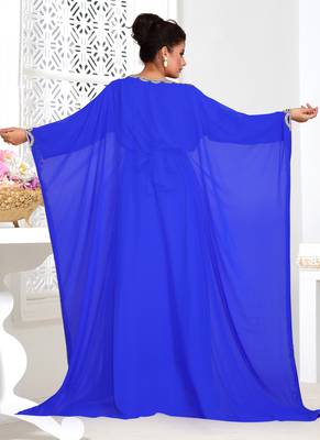 Blue embroidered georgette islamic kaftans 2