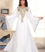 White embroidered georgette islamic kaftans