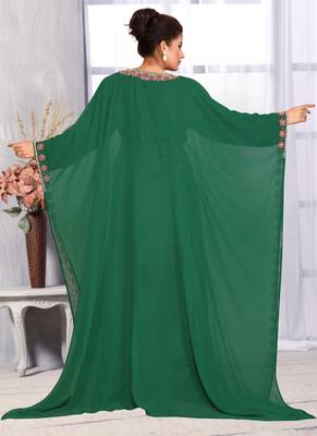 Green embroidered georgette islamic kaftans 2