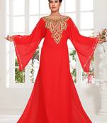 Red embroidered georgette islamic kaftans