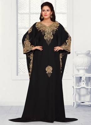 Black embroidered georgette islamic kaftans 1