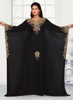 Black embroidered georgette islamic kaftans 2