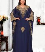 Blue embroidered georgette islamic kaftans