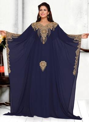 Blue embroidered georgette islamic kaftans 2