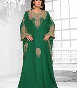 Green embroidered georgette islamic kaftans