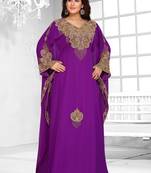 Purple embroidered georgette islamic kaftans