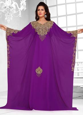 Purple embroidered georgette islamic kaftans 2