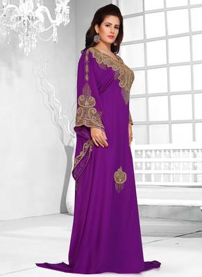 Purple embroidered georgette islamic kaftans 5