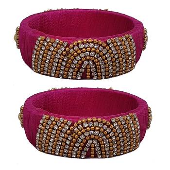 Pink silk thread bangles 1