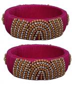 Pink silk thread bangles