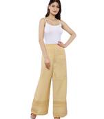 Beige Cotton chikan work Palazzo Pant