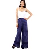 Blue Cotton chikan work Palazzo Pant
