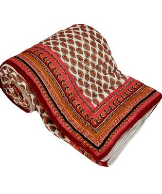 Jaipuri Gold Print Cotton Double Razai Quilt 1