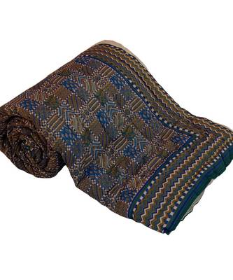 Jaipuri Gold Print Cotton Double Razai Quilt 1