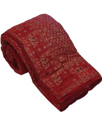 Gold Print Pure Cotton Double Bed Rajai Quilt 1