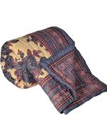 Blue FloralPrint Jaipuri Coton Double BedQuilt