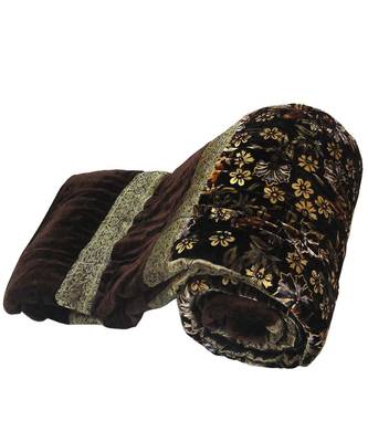 Jaipuri Floral Brown Double Bed Velvet Quilt 1
