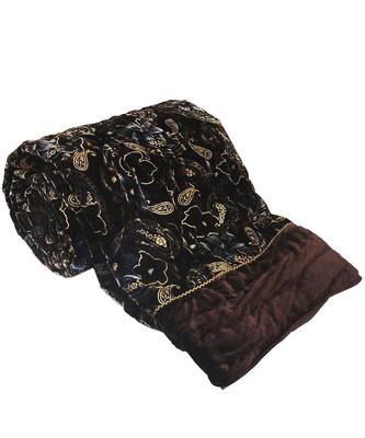 Designer Jaipuri Double Bed Brown Velvet Quilt 1