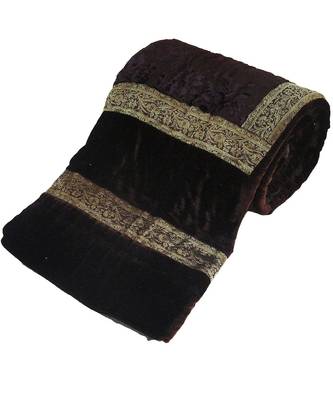 Jaipuri Dark Brown Double Bed Velvet Quilt 1