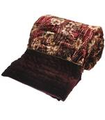 Ethnic Floral Maroon Double Bed Velvet Quilt