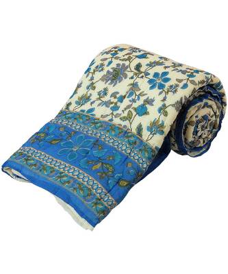 Hand Block Gold Print Cotton Single Bed Quilt 1