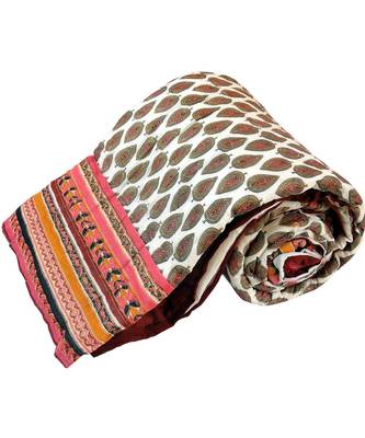 Rajasthani Gold Print Cotton Single Bed Quilt 1