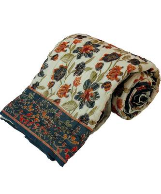 Floral Print Cotton Single Bed Razai Quilt 1