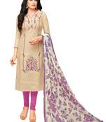 Beige Embroidered Silk Blend Salwar With Dupatta