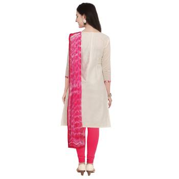Cream Embroidered Cotton Silk Salwar With Dupatta 3