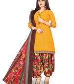 Mustard Plain Cotton Salwar With Dupatta